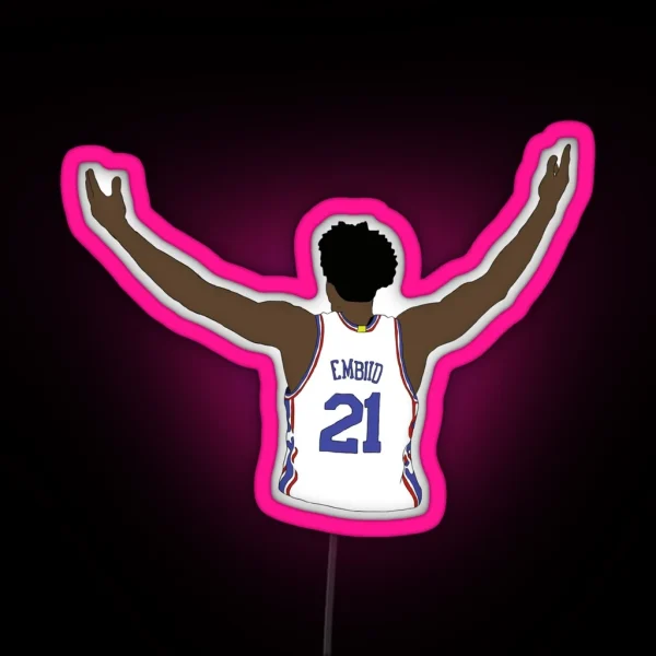 Joel Embiid Embrace The Crowd RGB Neon Sign