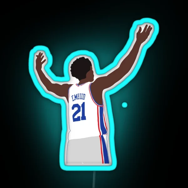 Joel Embiid Entertaining The Crowd RGB Neon Sign
