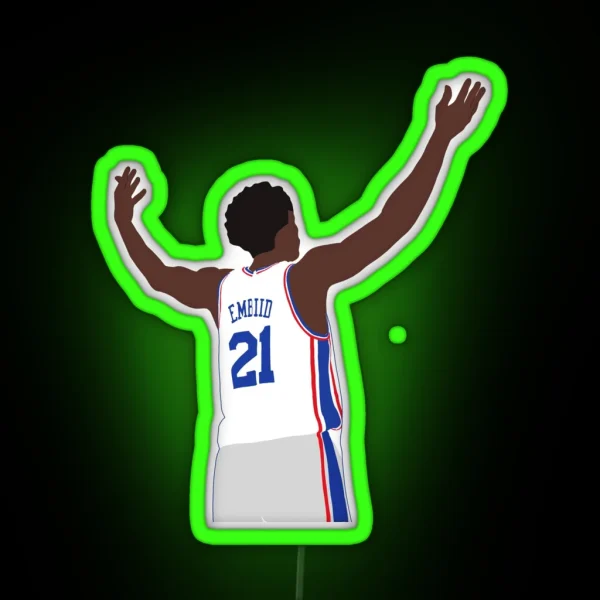 Joel Embiid Entertaining The Crowd RGB Neon Sign