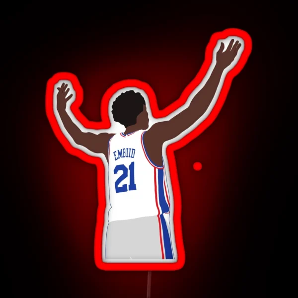 Joel Embiid Entertaining The Crowd RGB Neon Sign