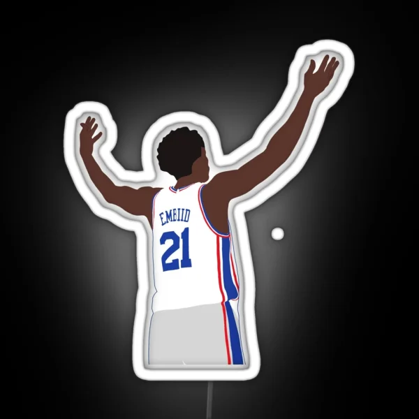 Joel Embiid Entertaining The Crowd RGB Neon Sign