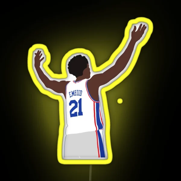 Joel Embiid Entertaining The Crowd RGB Neon Sign