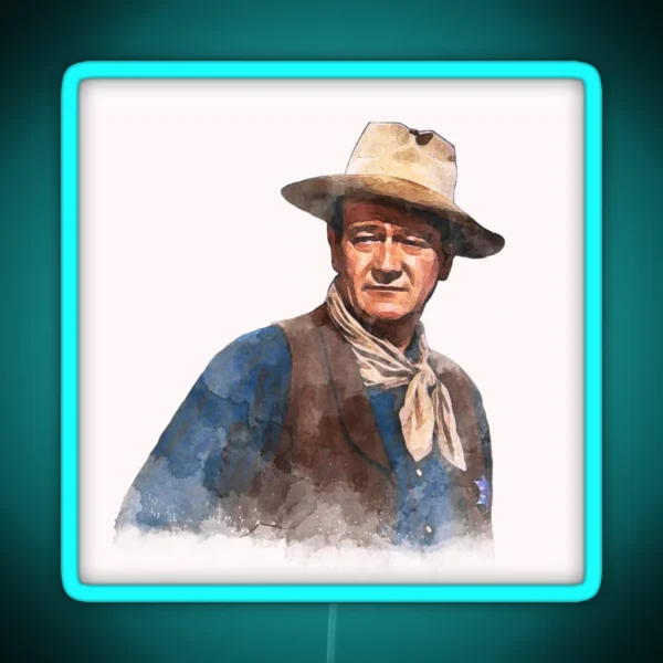 John Wayne The Duke Watercolor RGB Neon Sign