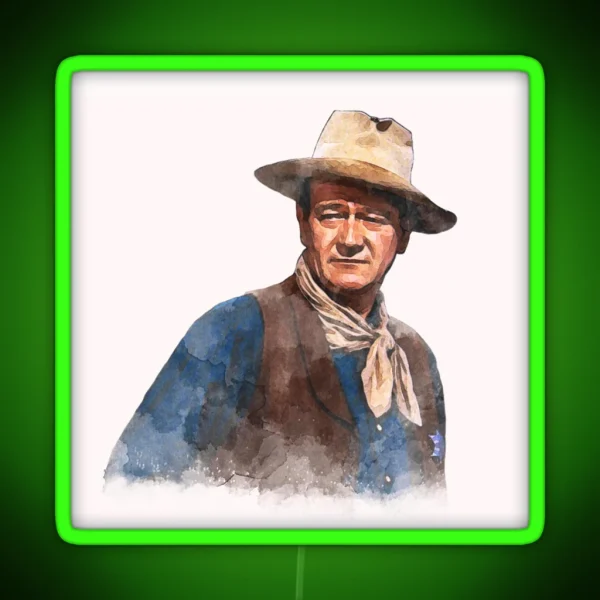John Wayne The Duke Watercolor RGB Neon Sign