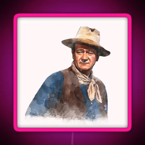 John Wayne The Duke Watercolor RGB Neon Sign