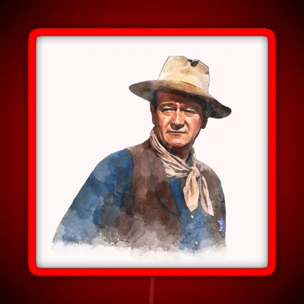 John Wayne The Duke Watercolor RGB Neon Sign