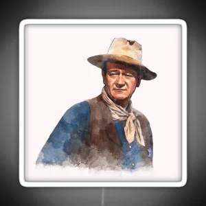 John Wayne The Duke Watercolor RGB Neon Sign