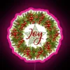 JOY Rustic Wreath White Background RGB Neon Sign - Image 6
