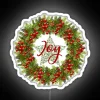 JOY Rustic Wreath White Background RGB Neon Sign