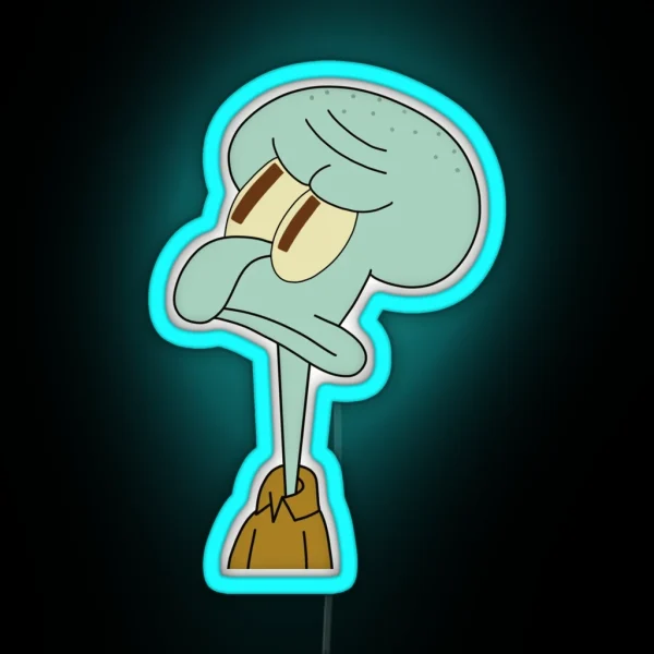 Judgmental Squidward Drawing RGB Neon Sign