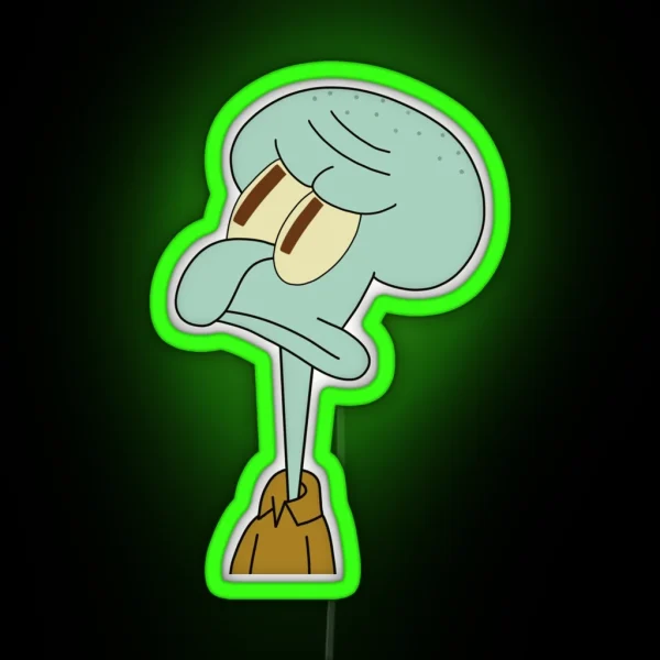 Judgmental Squidward Drawing RGB Neon Sign