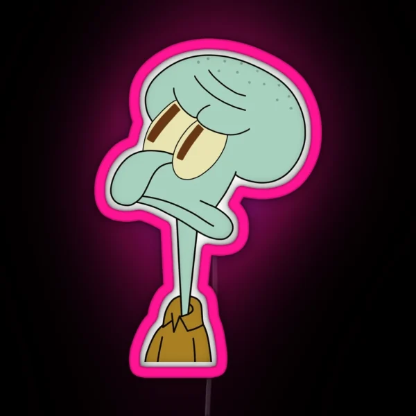Judgmental Squidward Drawing RGB Neon Sign