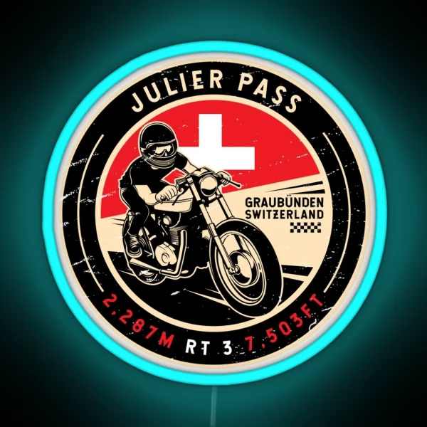 Julier Pass Switzerland Motorcycle RGB Neon Sign