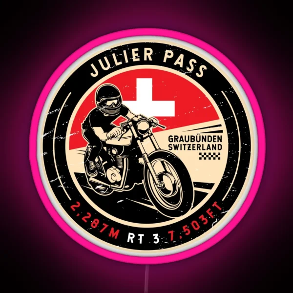 Julier Pass Switzerland Motorcycle RGB Neon Sign