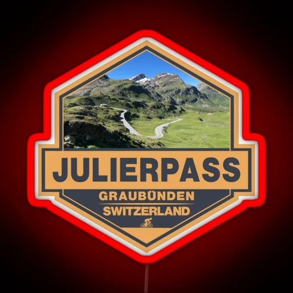 Julier Pass Switzerland Travel Art Badge RGB Neon Sign