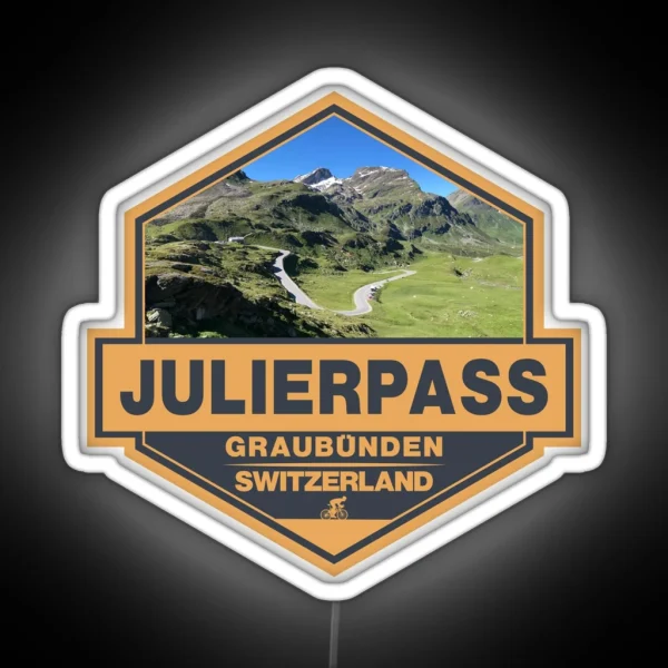 Julier Pass Switzerland Travel Art Badge RGB Neon Sign