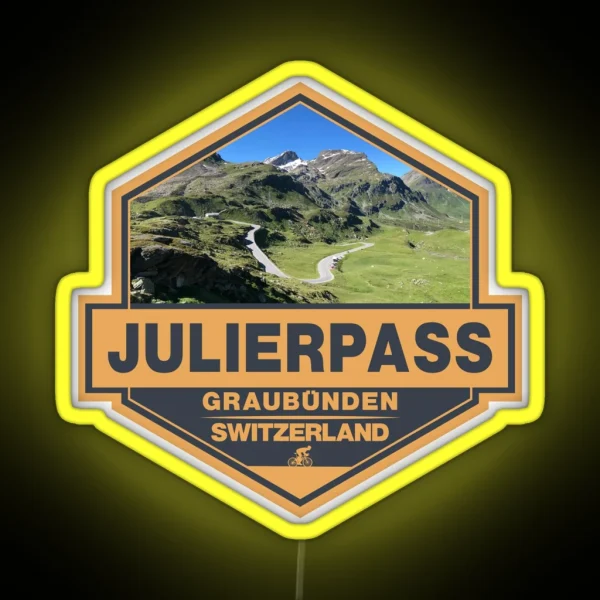 Julier Pass Switzerland Travel Art Badge RGB Neon Sign
