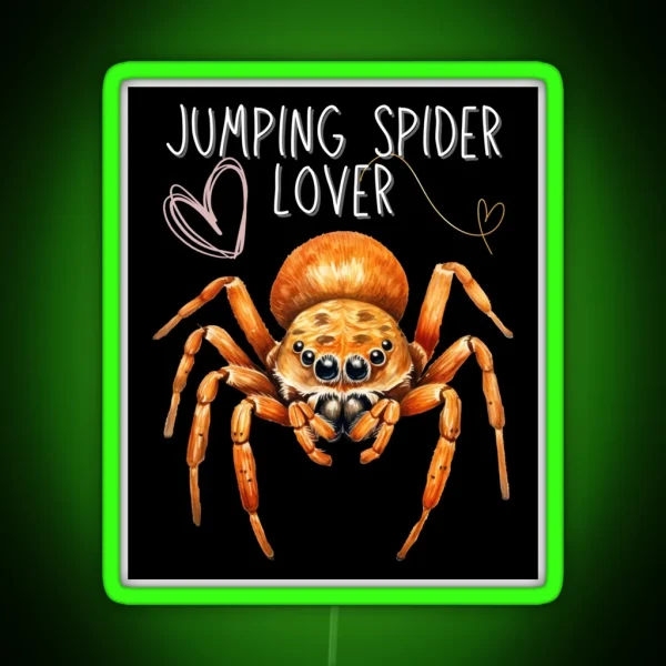 Jumping Spider Lover Colorful Design RGB Neon Sign