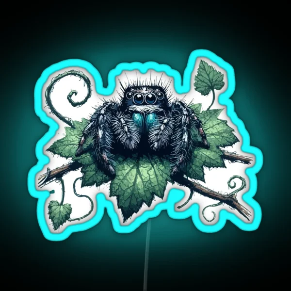 Jumping Spider Phidippus Audax RGB Neon Sign