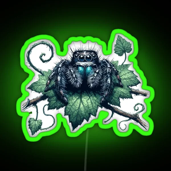 Jumping Spider Phidippus Audax RGB Neon Sign
