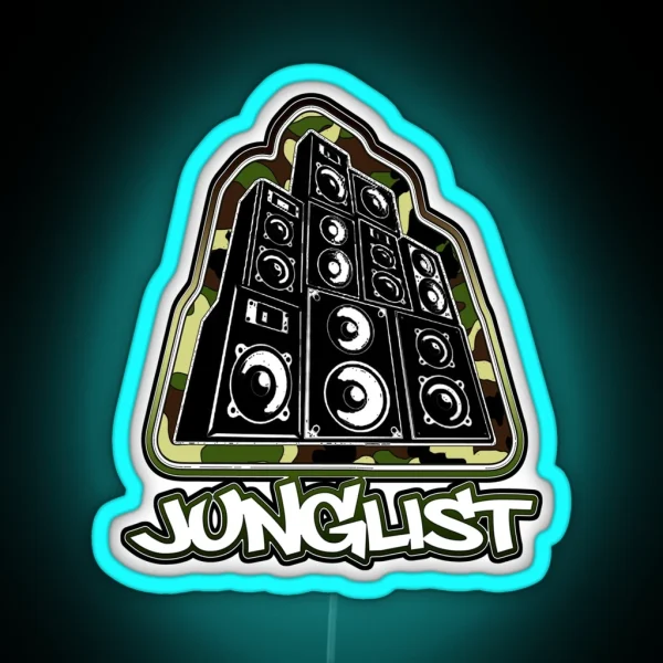 Junglist Speaker Stack Camo RGB Neon Sign