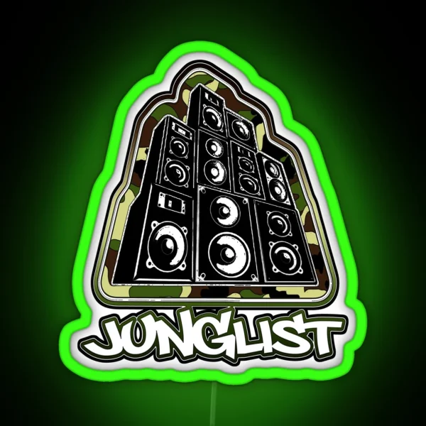 Junglist Speaker Stack Camo RGB Neon Sign