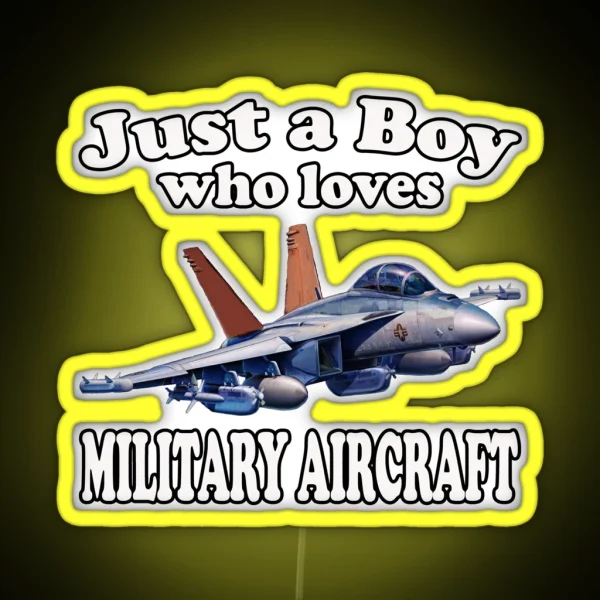 Just A Boy Who Loves EA 18G Growler Military Aircraft RGB Neon Sign