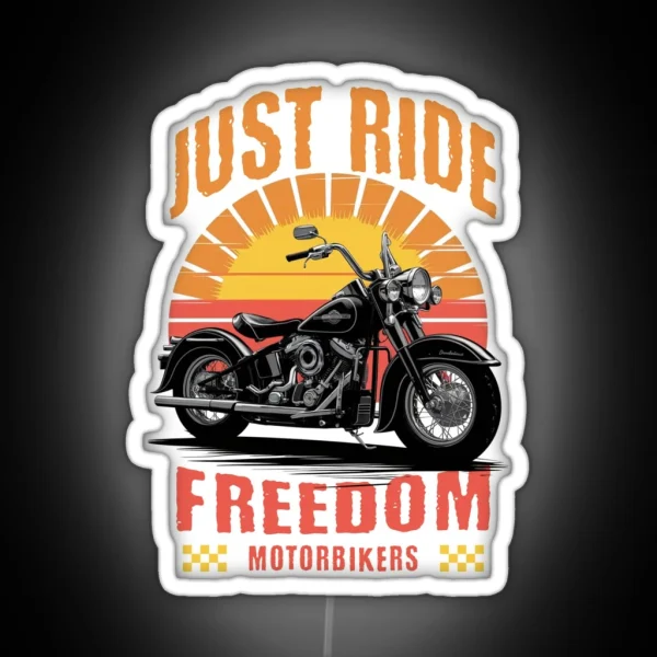Just Ride Freedom Motorbikes Design RGB Neon Sign