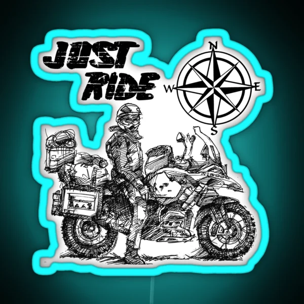 Just Ride GS Adventure With Compass RGB Neon Sign