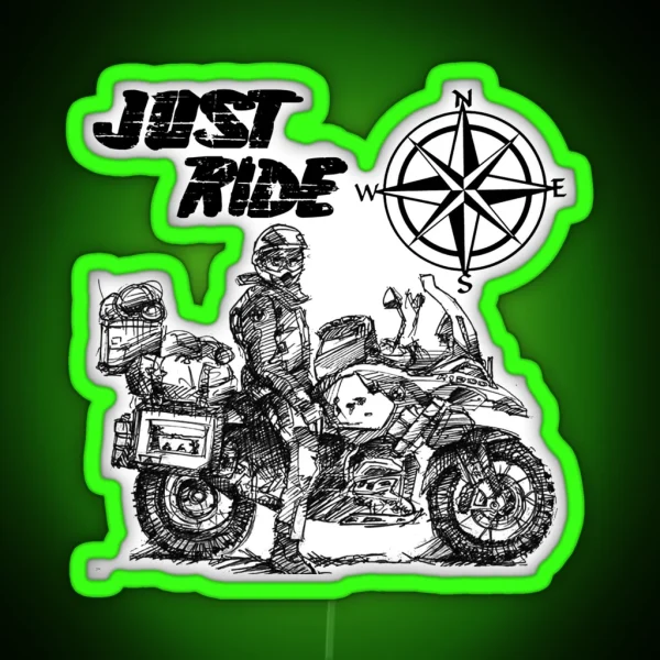 Just Ride GS Adventure With Compass RGB Neon Sign