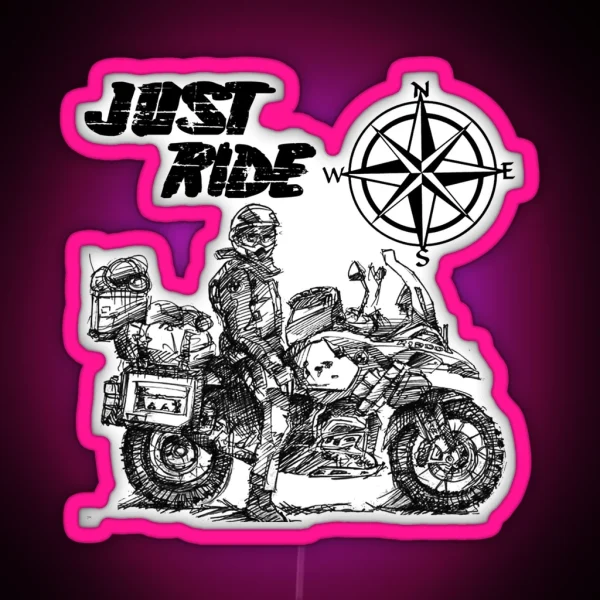 Just Ride GS Adventure With Compass RGB Neon Sign