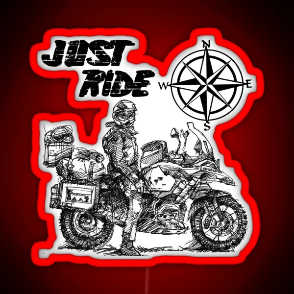 Just Ride GS Adventure With Compass RGB Neon Sign