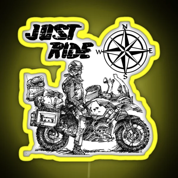 Just Ride GS Adventure With Compass RGB Neon Sign