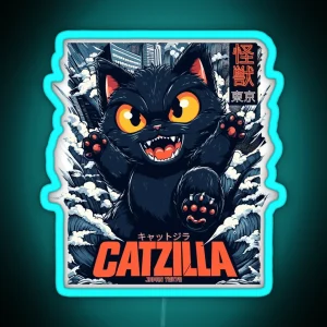 Kaiju Catzilla In Japan Tokyo RGB Neon Sign