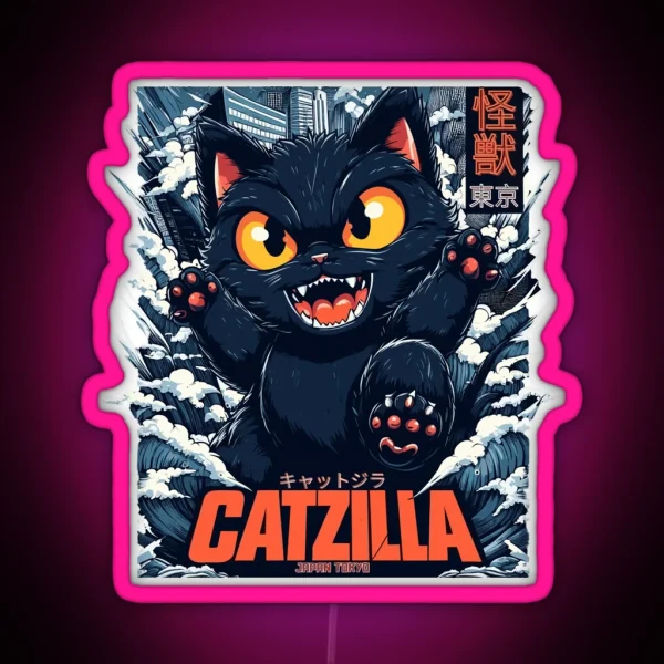 Kaiju Catzilla In Japan Tokyo RGB Neon Sign