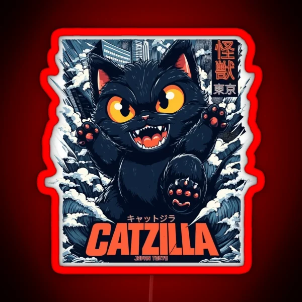 Kaiju Catzilla In Japan Tokyo RGB Neon Sign