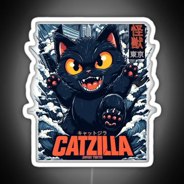 Kaiju Catzilla In Japan Tokyo RGB Neon Sign