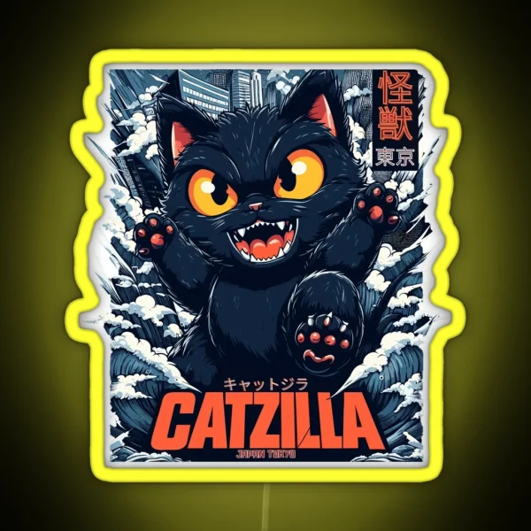 Kaiju Catzilla In Japan Tokyo RGB Neon Sign