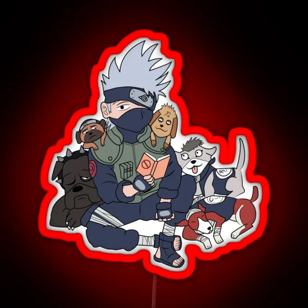 Kakashi With The Ninja Dogs RGB Neon Sign