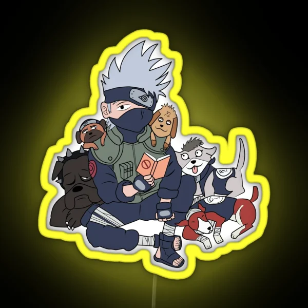 Kakashi With The Ninja Dogs RGB Neon Sign