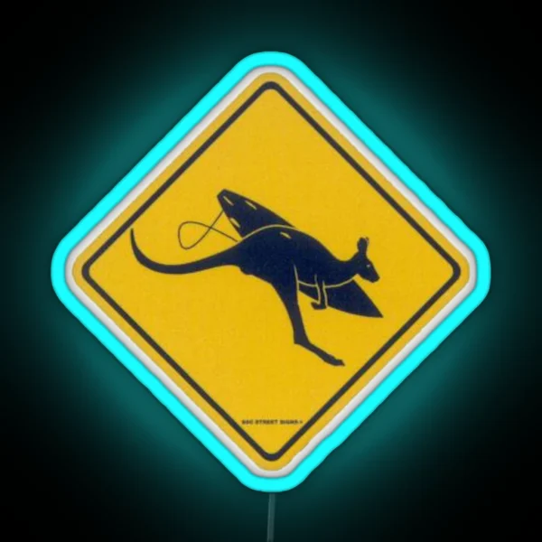 Kangaroo Crossing Sign RGB Neon Sign