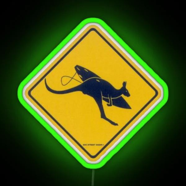 Kangaroo Crossing Sign RGB Neon Sign