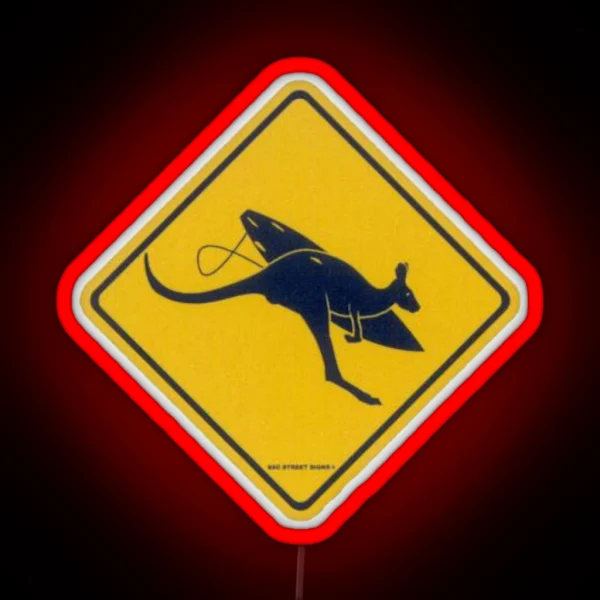 Kangaroo Crossing Sign RGB Neon Sign