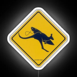 Kangaroo Crossing Sign RGB Neon Sign