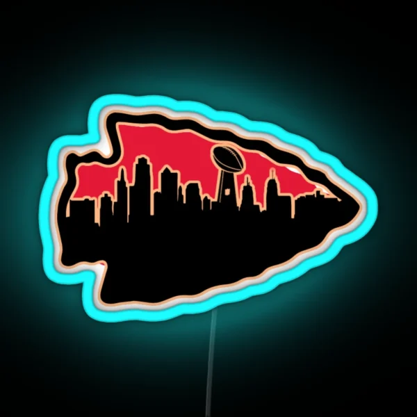 Kansas City Chiefs Arrowhead KC Skyline Be The Grim Reaper KC Tailgating Apparel RGB Neon Sign