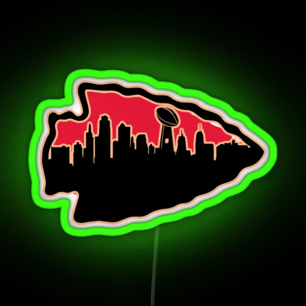 Kansas City Chiefs Arrowhead KC Skyline Be The Grim Reaper KC Tailgating Apparel RGB Neon Sign