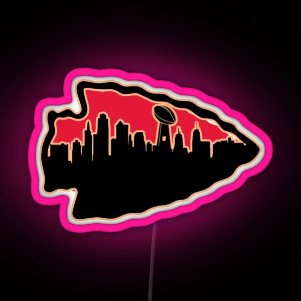 Kansas City Chiefs Arrowhead KC Skyline Be The Grim Reaper KC Tailgating Apparel RGB Neon Sign