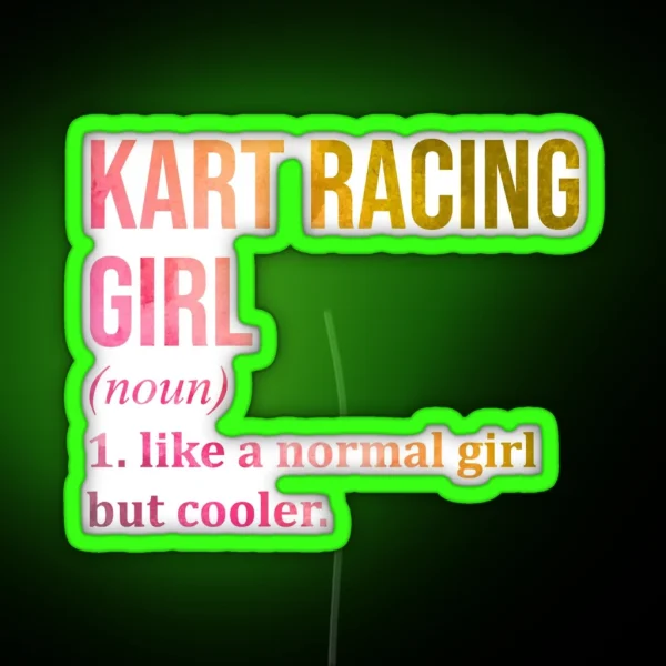 Kart Racing Girl Definition In Watercolor RGB Neon Sign