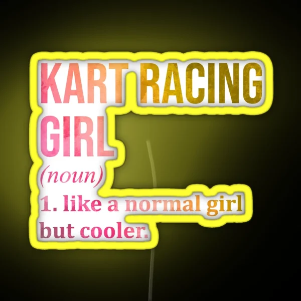 Kart Racing Girl Definition In Watercolor RGB Neon Sign