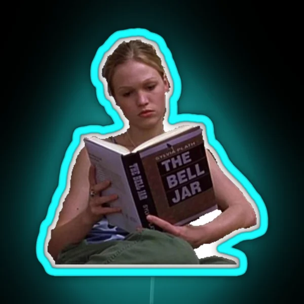 Kat Stratford Reading The Bell Jar RGB Neon Sign